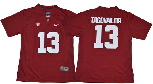 Crimson Tide #13 Tua Tagovailoa Red Limited Women's Stitched NCAA Jersey - Click Image to Close